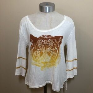 Free People We The Free Graphic Tee Ombré Tiger 3/4 Sleeve cotton raglan